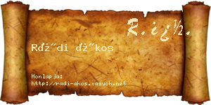 Rádi Ákos névjegykártya